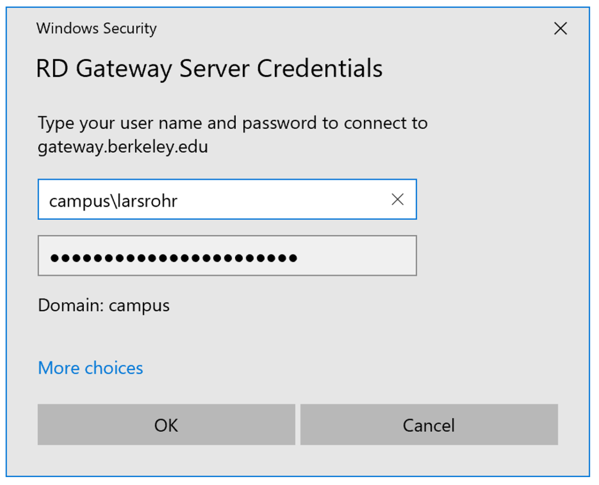 RD Gateway Server Credentials prompt